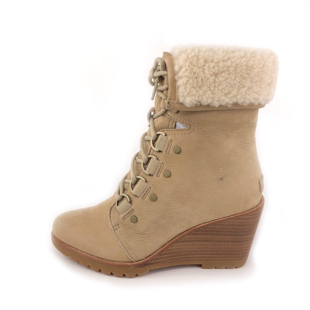 Sorel After Hours Shearling Cuff Wedge Ankle Boots 7
